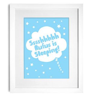 personalised 'sshhhhh i'm sleeping' print by percy and nell