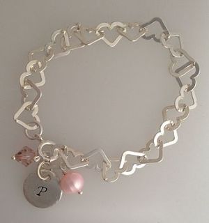 silver personalised heart links bracelet by anne reeves jewellery