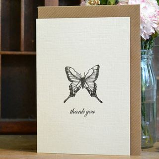 'thank you' butterfly greetings card by katie leamon