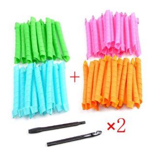 Housweety Stretched Length 50cm Hair Curler Curl Formers Spiral Ringlets Magic Leverage Circle Pack of 24 + Hair Curler Magic Spiral Ringlets Former Leverage Stretched Length 50cm Circle Roller Pack of 40  Beauty