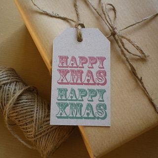 recycled happy xmas gift tags by glyn west design