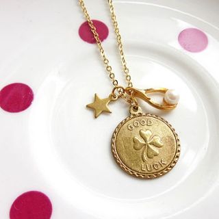 good luck token charm necklace by loubijoux