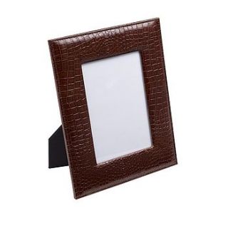 brown leather croc embossed photo frame by simply special gifts