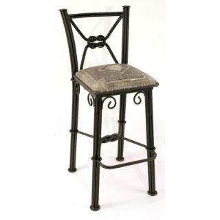 New World Trading Western Iron Barstool with Back in Ash