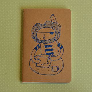 pirate lion screenprinted notebook by the imagination of ladysnail