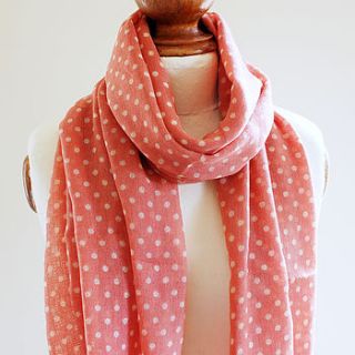 coral dotty pure wool scarf by highland angel