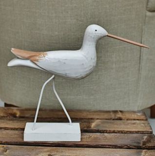 white wooden distressed effect bird on stand by marquis & dawe