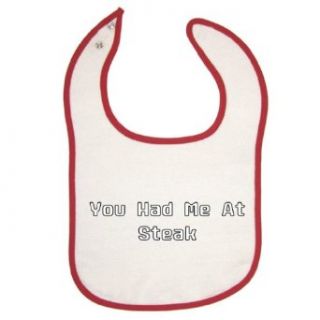 Tasty Threads   You Had Me At Steak   Red Piping Baby Bib Clothing