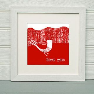 bespoke valentine bird print by cuckoo tree studio