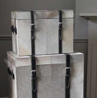 hide and leather storage trunk large by london cows