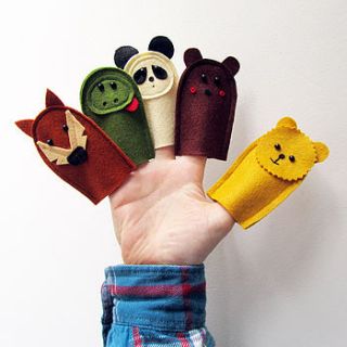 five felt wildlife finger puppets. set one by thebigforest