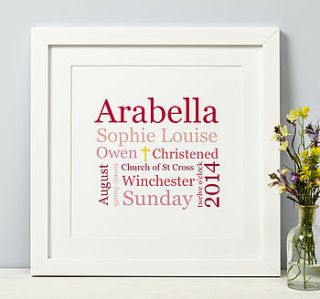 christening or baptism print by spotty n stripy