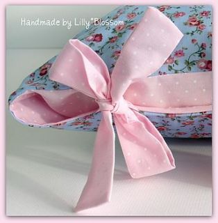 chambray rose and dotty tied cushion by lilly*blossom