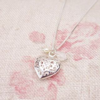 filigree heart in sterling silver pendant by sophie cunliffe