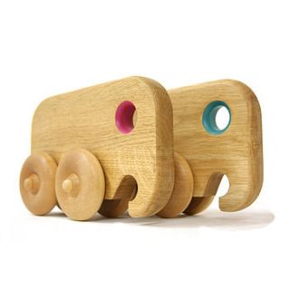 wooden push along elephant on wheels by mijmoj design limited