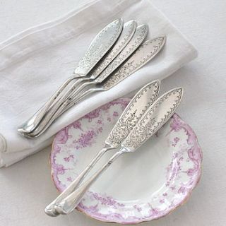 set of six antique silver plated knives by magpie living