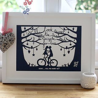 romantic bicycle papercut or print by mimi & mae