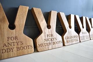 personalised oak boot jack by the oak & rope company