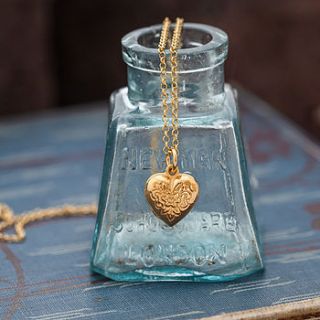 gold vintage style heart necklace by cabbage white england