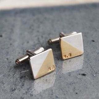 personalised square two tone cufflinks by posh totty designs boutique