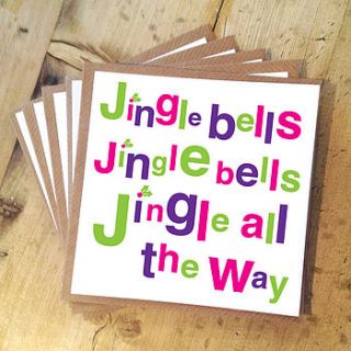 pack of five 'jingle bells' christmas cards by megan claire