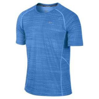Nike Miler Printed Short Sleeve Mens Running Shirt   Photo Blue