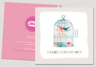 lovebird cage anniverary card by hello monkey