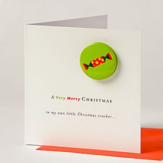 christmas cracker card with badge by think bubble