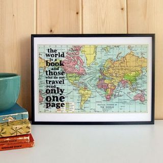 'the world is a book' framed map print by bookishly