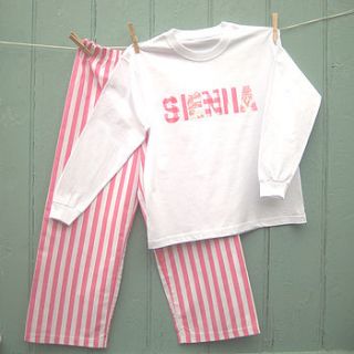 personalised printed stripe pyjamas by kushdi for kids