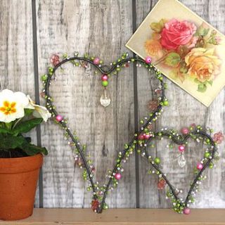 green & pink mix beady hearts by heart & parcel