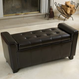 Christopher Knight Home Bosworth Tufted Espresso Leather Storage Ottoman