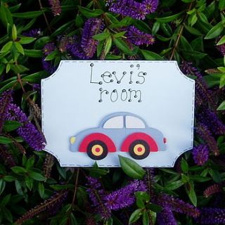 boys personalised car door plaque by brambleberries