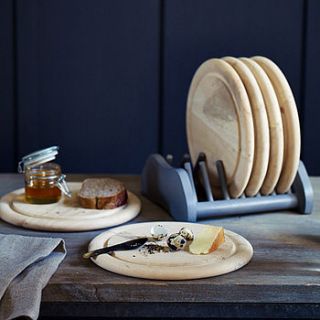 six scandinavian breakfast plates and rack by rowen & wren