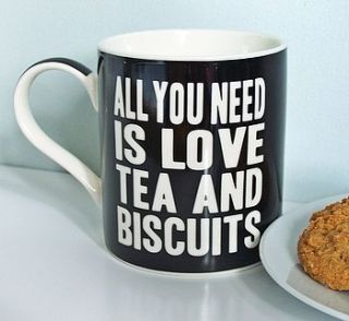 'love, tea and biscuits' mug by hope and willow
