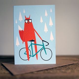 brompton bear bike greetings card by rebecca j kaye