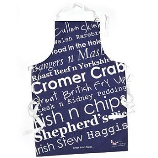 'great british dishes' apron by gone crabbing limited
