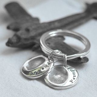 personalised fingerprint charm key ring by button and bean