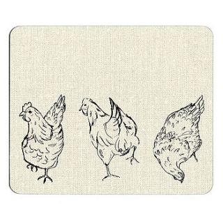 set of two chicken place mats by dawn critchley designs