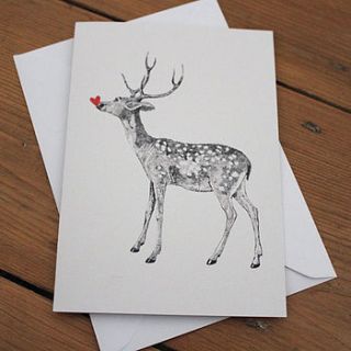 pack of five 'christmas deer' greeting cards by ros shiers