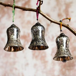 glass christmas hanging bells by nkuku