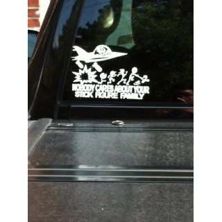 Jet Fighter ChainSaw Bomb Decal Nobody cares about YOUR STICK FIGURE FAMILY Funny Vinyl Sticker Automotive
