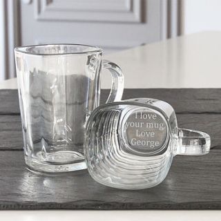 'i love your mug' personalised glass mug by becky broome