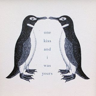 penguin print wooden framed love print by coulson macleod