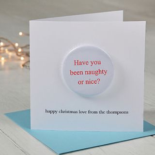 personalised 'naughty or nice' christmas card by twenty seven