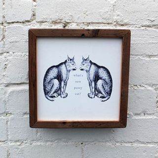 cat print framed wooden cat print by coulson macleod