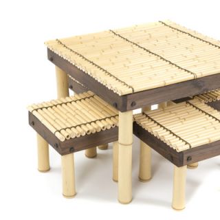 Oriental Furniture Zen Bamboo Coffee Table with Four Stools