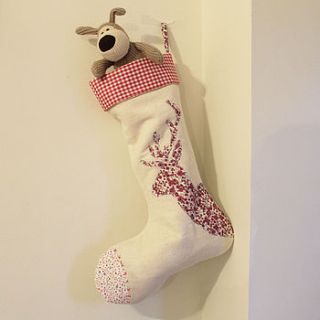 girls reindeer christmas stocking by lime tree interiors