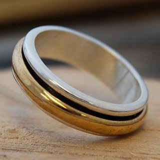 sterling silver and gold spin ring by otis jaxon silver and gold jewellery