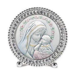 Silver Madonna and Child, St. Mary & Baby Jesus Standing Frames. The Height of Elegance, These Exquisite Frames Set the Standard for Gift Giving Sterling Silver Images From Salerni of Italy Are Framed in Beautiful Frames That Are Embellished with Hand